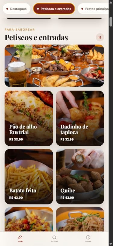 Produtos do cardápio Rustrial exibidos no Pontta Menu
